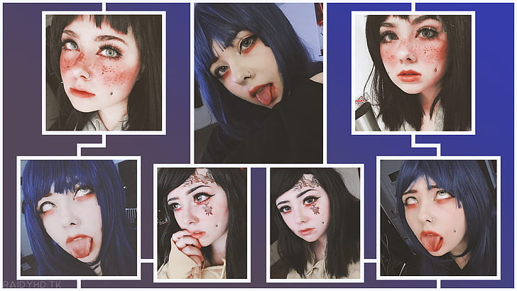 ahegao, cosplay, women, tongue out, face, tongues