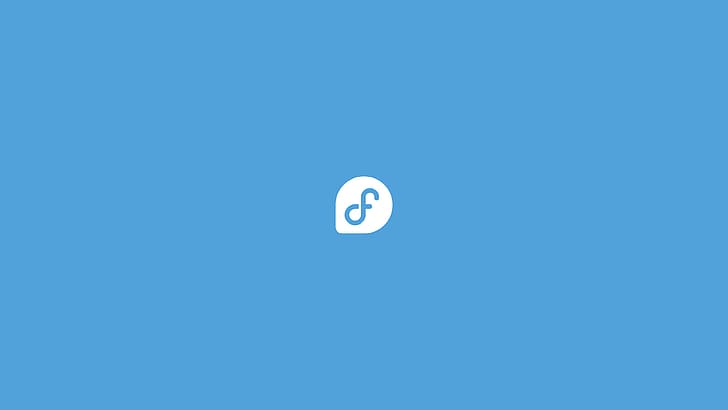 Fedora, Linux, Unix, unixporn, Red Hat, minimalism, logo, blue background, HD wallpaper