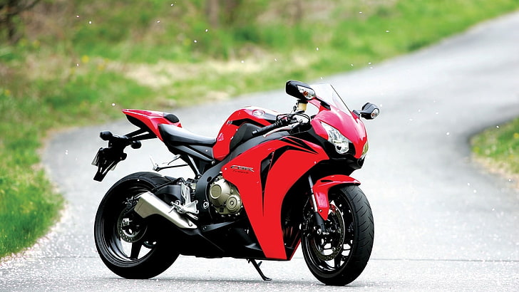red sport bike, motorcycle, Honda, Honda CBR, transportation