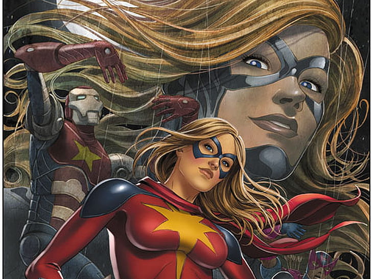 Ms Marvel HD, brown haired female hero illustration, comics, HD wallpaper