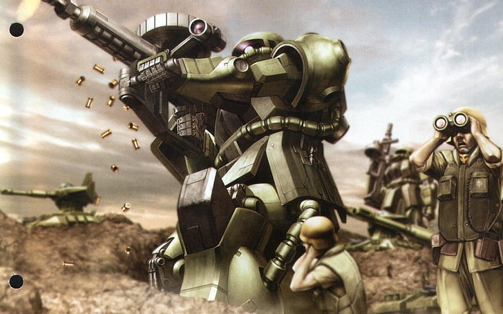 anime, Mobile Suit Gundam, day, military, sky, nature, weapon, HD wallpaper