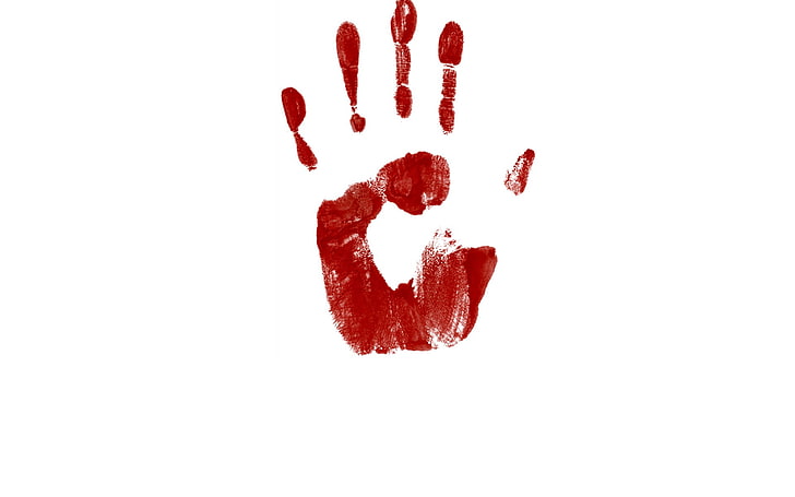 red hand print graphic wallpaper, horror, handprints, white background, HD wallpaper