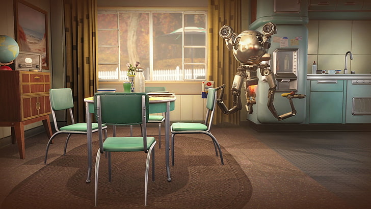 green and brown wooden chairs, Fallout, Fallout 4, video games, HD wallpaper