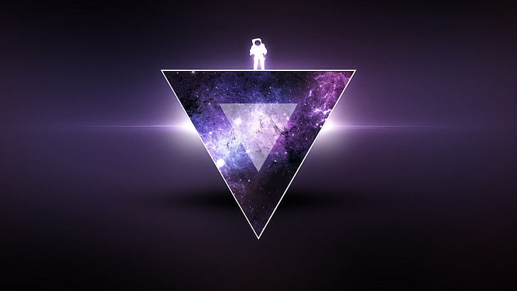 triangular logo, texture, triangle, astronaut, minimalism, symbol, HD wallpaper