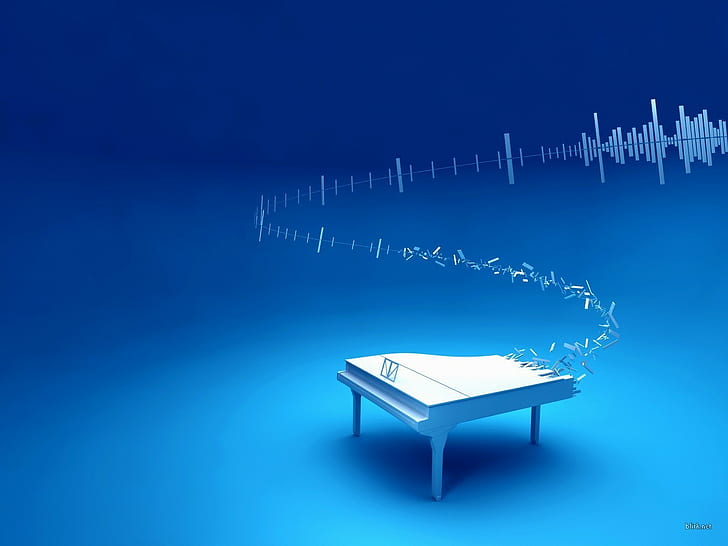 music piano audio spectrum, blue, technology, blue background, HD wallpaper