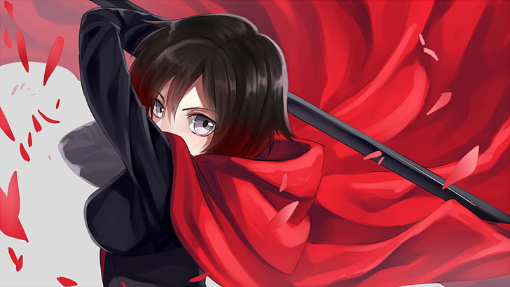 RWBY Ruby Rose wallpaper, anime, Ruby Rose (character), red, women, HD wallpaper