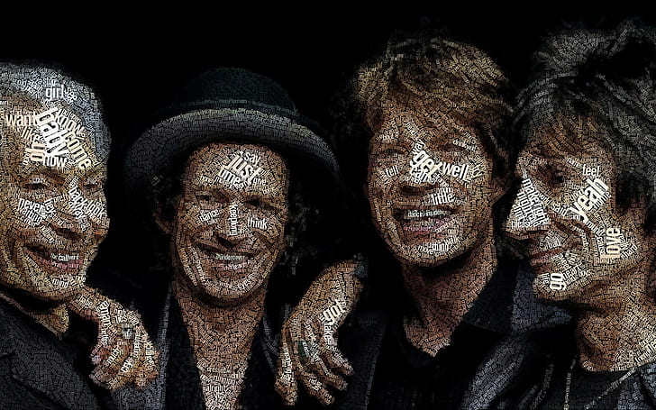 Rolling Stones Members, four men photograph, Mick Jagger, Keith Richards