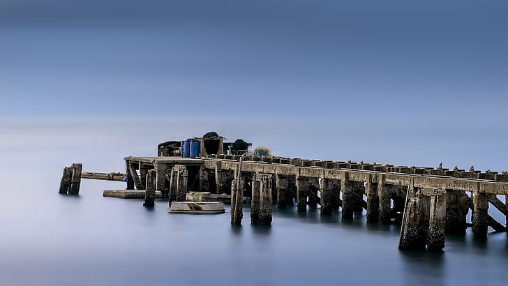 dock near blue ocean water during daytime, Seascape, Pier, George Town, HD wallpaper