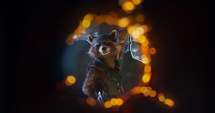Baby Groot, Rocket Raccoon, Guardians of the Galaxy Vol 2, HD wallpaper