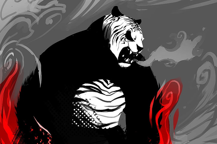 HD wallpaper: panda digital illustration, anger, tiger, art, vector, black  Color | Wallpaper Flare