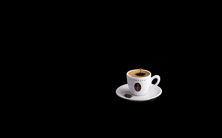 black background, minimalism, espresso, cup, coffee, coffee - drink, HD wallpaper