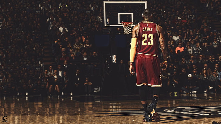 LeBron James, basketball, NBA, hoop, real people, full length, HD wallpaper