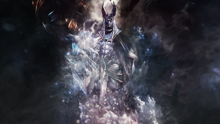 game character wallpaper, Smite, Anubis, smoke - physical structure HD wallpaper