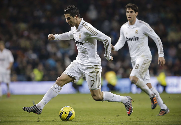 men's white long-sleeved jersey sirt, CR7, Real Madrid, C.Ronaldo, HD wallpaper
