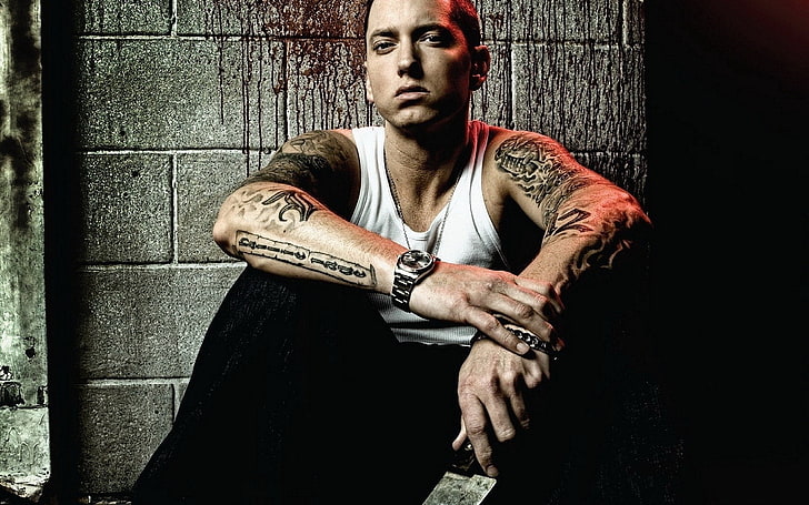 Hd Wallpaper Eminem Singers One Person Tattoo Lifestyles Portrait Real People Wallpaper Flare