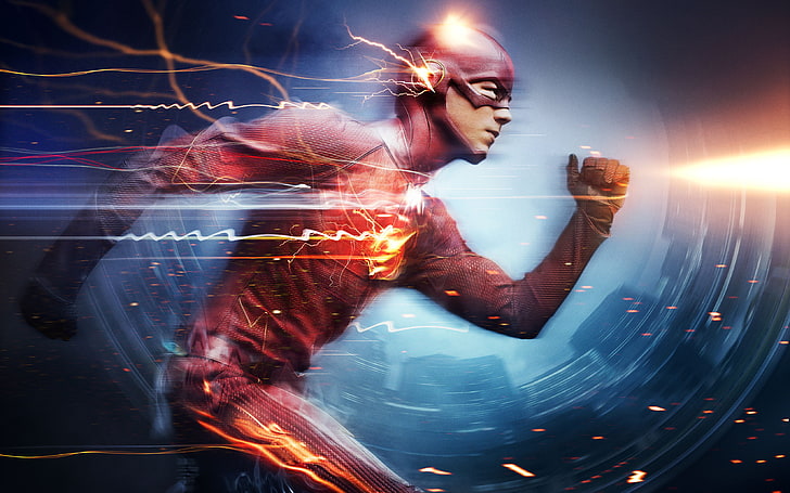 The Flash wallpaper, City, Action, Red, Fantasy, Hero, Speed, HD wallpaper