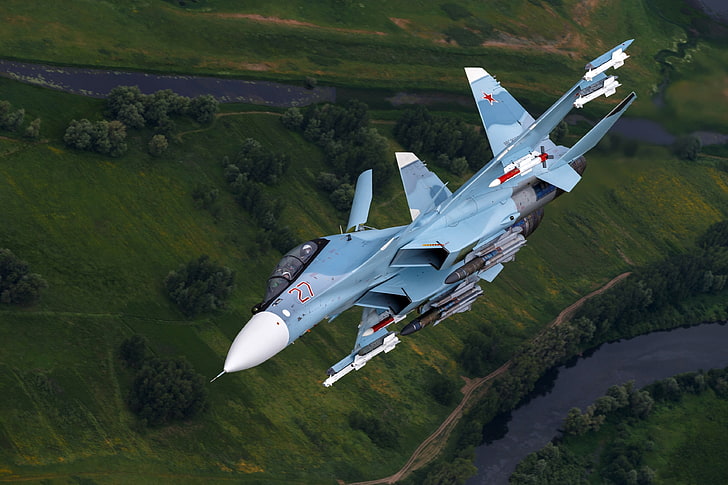blue fighter jet, multipurpose, Su-30CM, Su-30SM, air vehicle