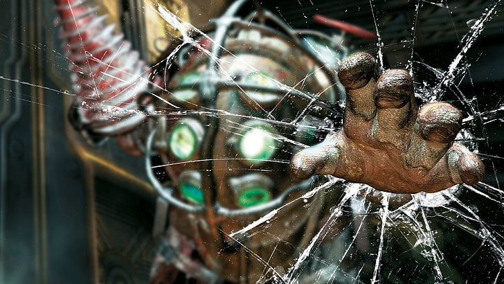 brown and green helmet, BioShock, video games, Big Daddy, fragility, HD wallpaper