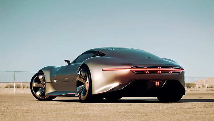 grey sports coupe on beige ground, Mercedes-Benz AMG Vision, supercar, HD wallpaper