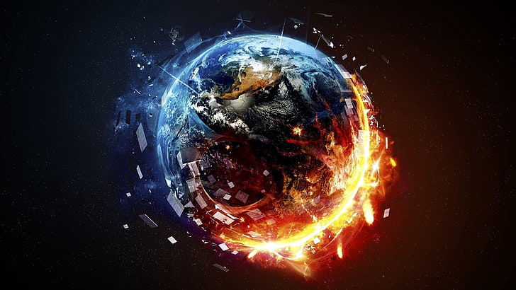 earth illustration, space, planet, abstraction, fire, planet - Space, HD wallpaper