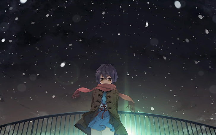 female anime character illustration, The Melancholy of Haruhi Suzumiya, HD wallpaper