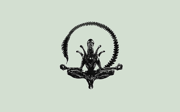 gray character poster, Alien (movie), Xenomorph, minimalism, simple background