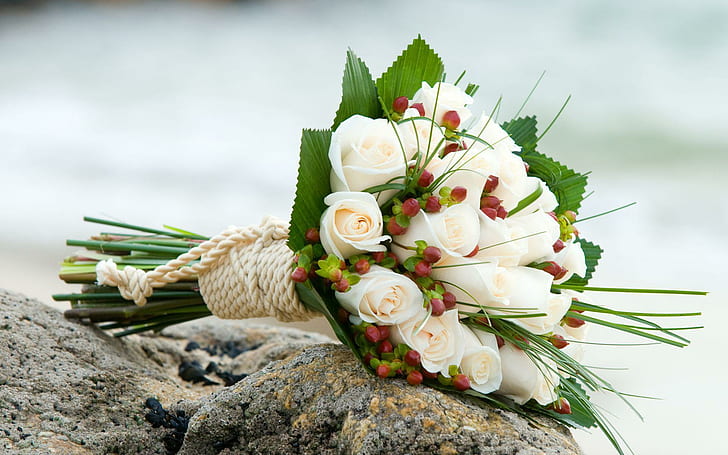 White rose bouquet, bouquet of white roses, flowers, 1920x1200, HD wallpaper