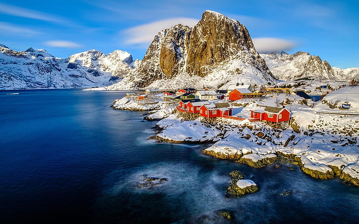 Winter Landscape Norway Lofoten Islands Under Snow Cover Desktop Wallpaper Backgrounds Free Download 1920×1200