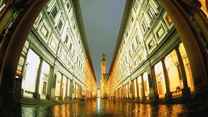 GoPro, city, fisheye lens, Florence, architecture, built structure, HD wallpaper