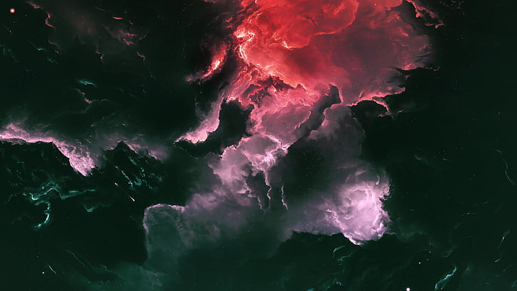 red and black clouds digital wallpaper, galaxy, space, stars