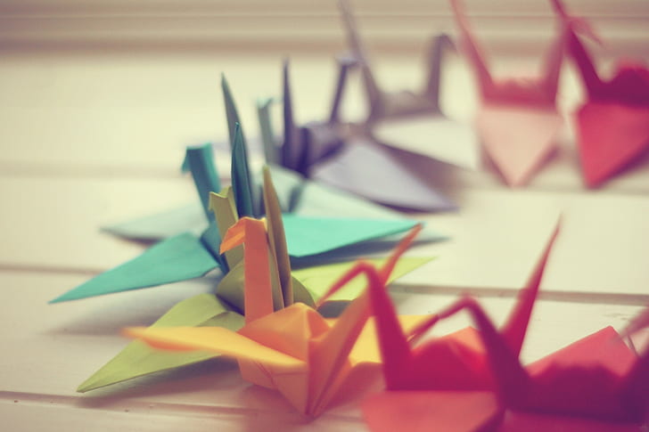 Paper, Crane, Close up, Origami, Background, Photo, creativity, HD wallpaper