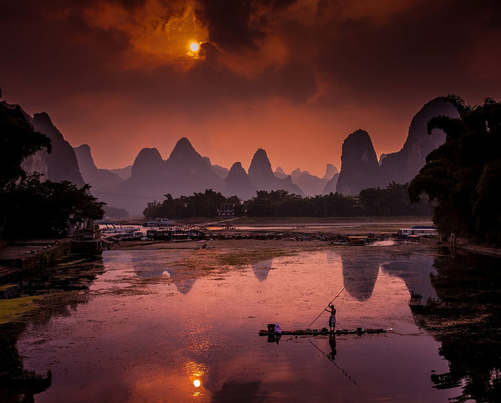 Photography, Landscape, China, Li River, Mountain, Nanling Mountains, HD wallpaper