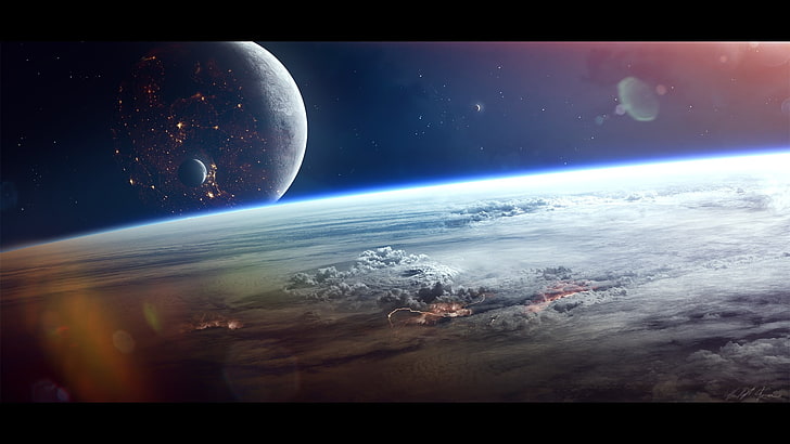 white and blue earth planet screenshot, space, planet earth, planet - space, HD wallpaper