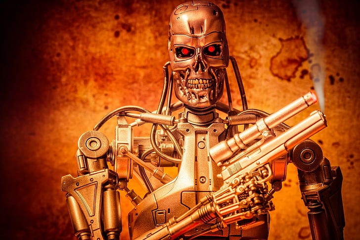 toys, Terminator, endoskeleton, orange, HD wallpaper