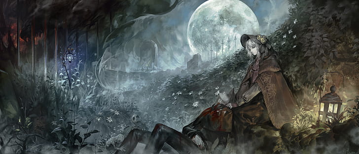 Video Game, Bloodborne, Dark, Gothic, Moon, Plain Doll (Bloodborne), HD wallpaper