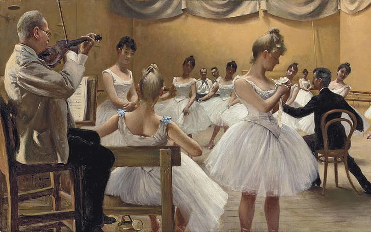 1889, Danish painter, Copenhagen, Paul Gustav Fischer, The Royal Theatre Ballet School, HD wallpaper