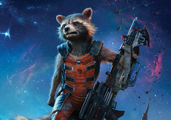 rocket raccoon, guardians of the galaxy vol 2, 2017 movies, HD wallpaper