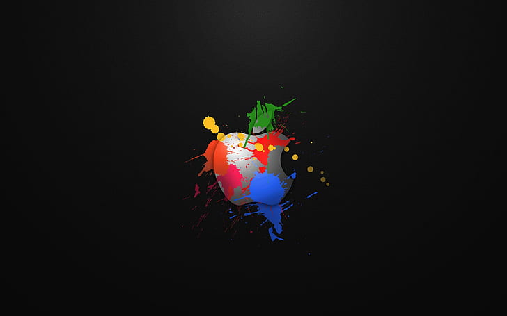 Apple in Colours, background, red, apple logo, logo apple, splash, HD wallpaper