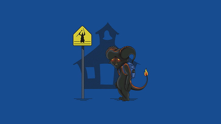 Balrog, chibi, The Lord of the Rings, blue, communication, representation, HD wallpaper