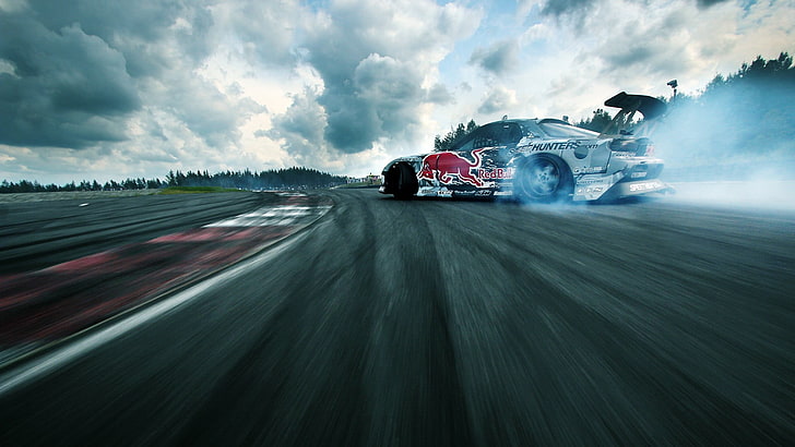 car drift wallpaper, smoke, sports, racing, Mazda RX-7, mazda rx7