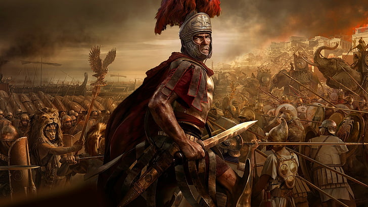 battle, fantasy, roman, rome, soldier, sword, total, war, warrior, HD wallpaper
