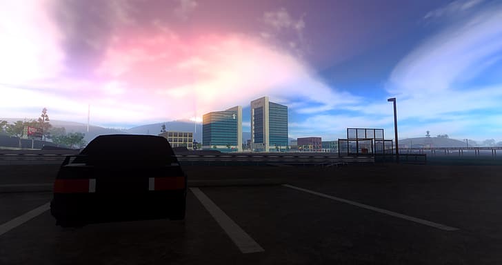 Roblox, Pacifico (Roblox Game), Bmw E30 m3, parking lot, city, HD wallpaper
