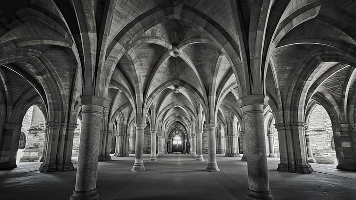 University of Glasgow, arch, architecture, pillar, UK, column