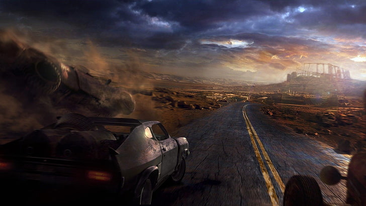 black coupe illustration, Mad Max, Mad Max (game), transportation, HD wallpaper