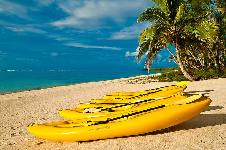 Beach Canoes South Pacific, island, polynesia, exotic, lagoon