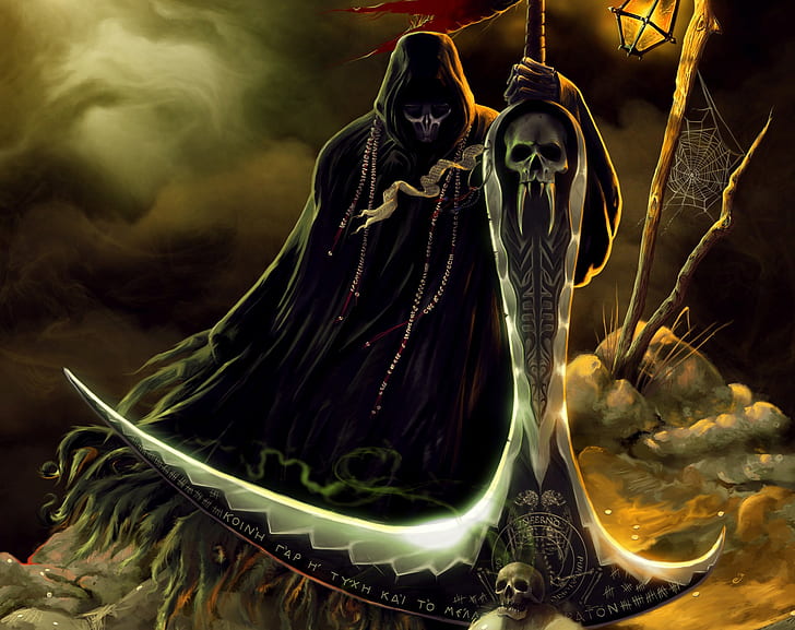 Grim Reaper, skull, fantasy art