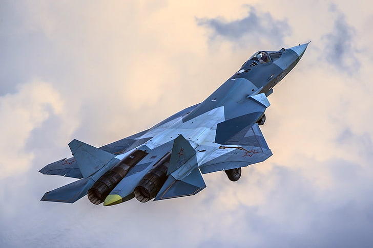 Jet Fighters, Sukhoi Su-57, Aircraft, Warplane, air vehicle, HD wallpaper