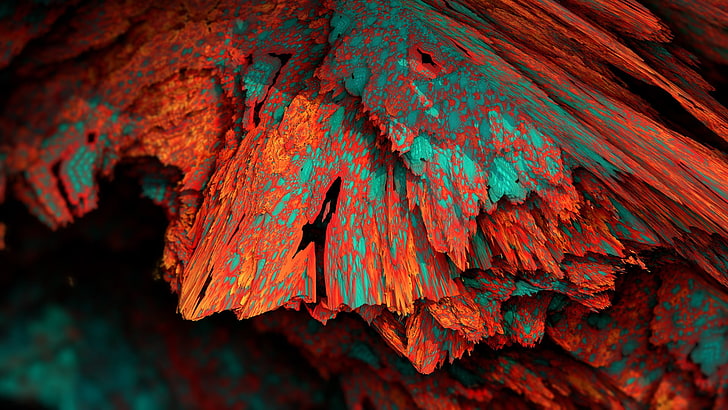 red and blue wood, Procedural Minerals, colorful, abstract, digital art
