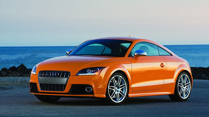 Audi TT Coupe, orange color, HD wallpaper