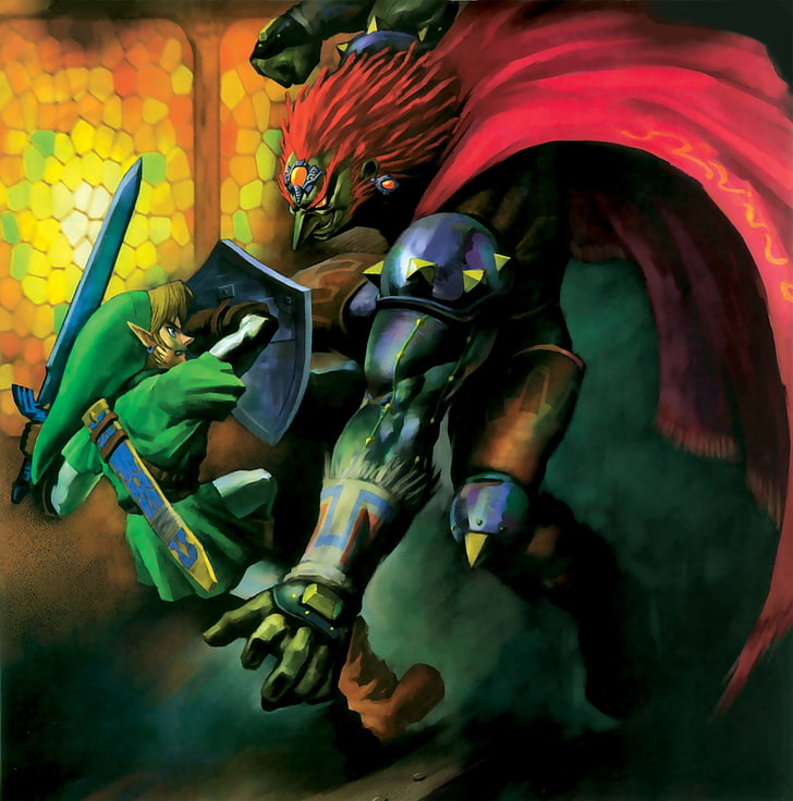 link zelda fight ganondorf shield ocarina of time the legend of zelda artwork swords 1500x1517 wa Video Games Zelda HD Art